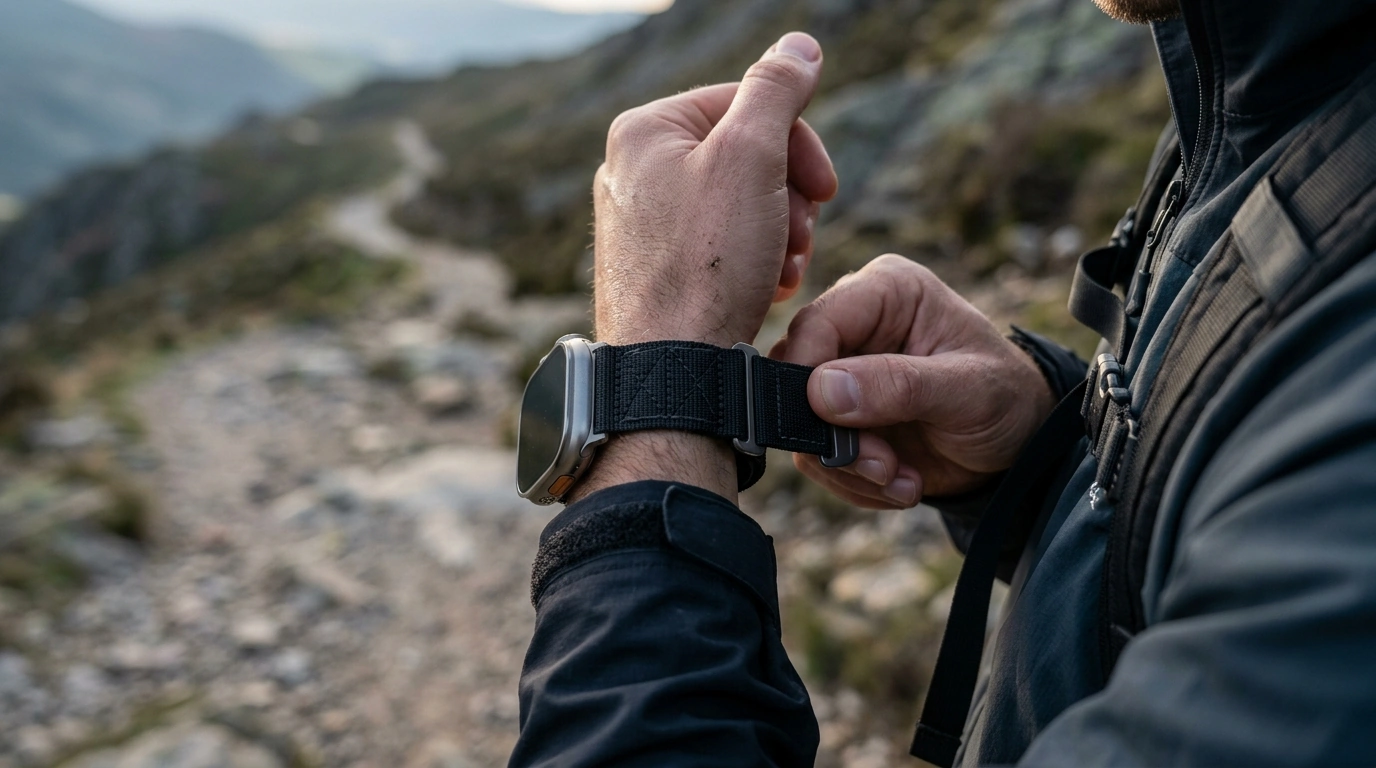 Tactical Nylon Apple Watch Ultra Strap: Secure 49mm Fit
